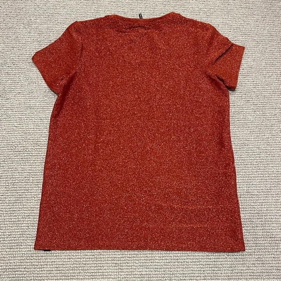 Scotch & Soda Maison Stargazer Lurex Glitter Shirt in Brick (M) - Picture 5 of 10